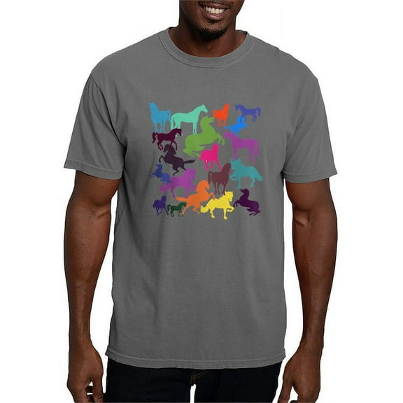 CafePress - Rainbow Horses T Shirt - Mens Comfort Colors Shirt