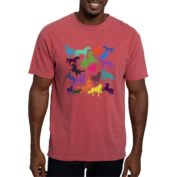 CafePress - Rainbow Horses T Shirt - Mens Comfort Colors Shirt