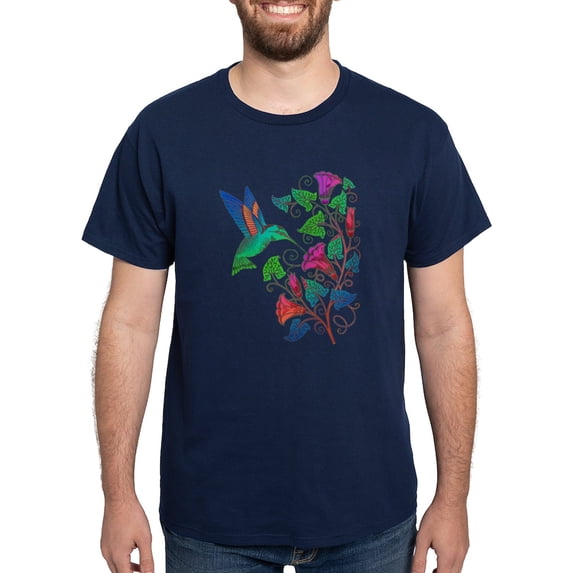 CafePress - Rainbow Hummingbird On Trumpet Vine Dark T Shirt - Men's Classic Graphic Cotton T-Shirt
