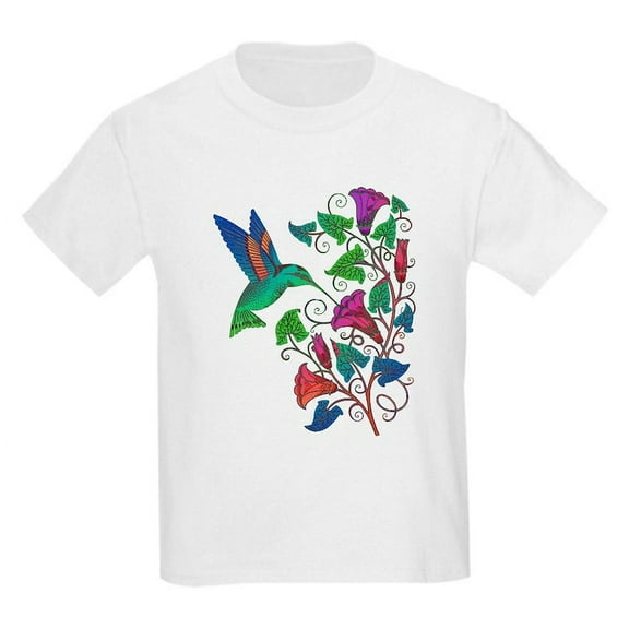 CafePress - Rainbow Hummingbird On Trumpet Vine Kids Light T S - Light T-Shirt Kids XS-XL