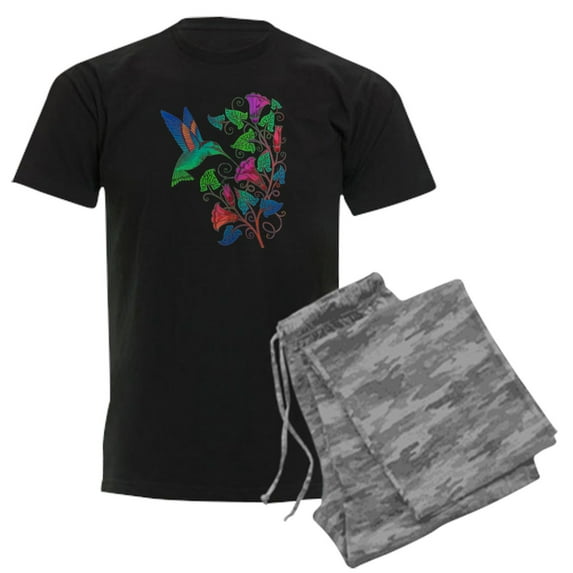 CafePress - Rainbow Hummingbird On Trumpet Vine Men's Dark Paj - Men's Dark Loose Fit Cotton Pajama Set