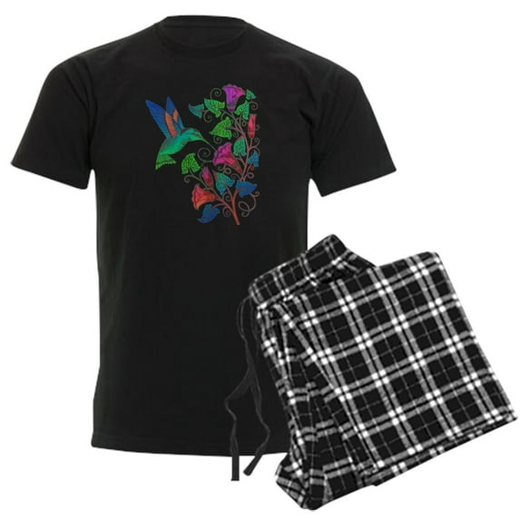 CafePress - Rainbow Hummingbird On Trumpet Vine Men's Dark Paj - Men's Dark Loose Fit Cotton Pajama Set