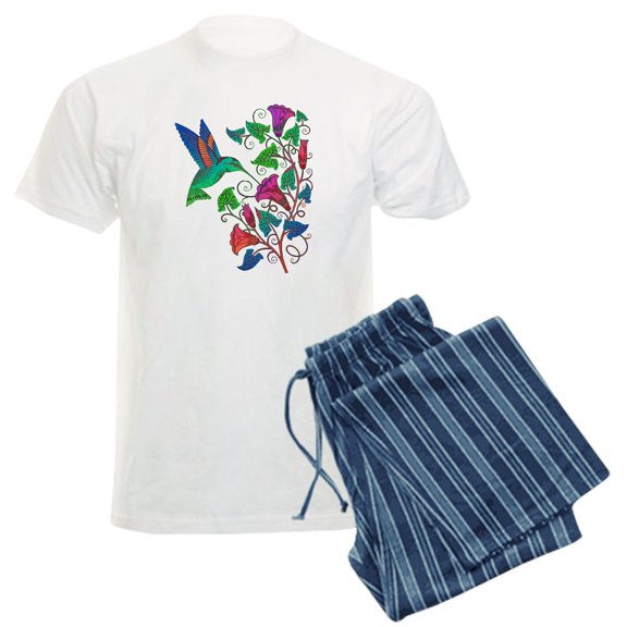 CafePress - Rainbow Hummingbird On Trumpet Vine Men's Light Pa - Men's Light Loose Fit Cotton Pajama Set