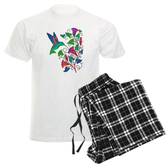 CafePress - Rainbow Hummingbird On Trumpet Vine Men's Light Pa - Men's Light Loose Fit Cotton Pajama Set