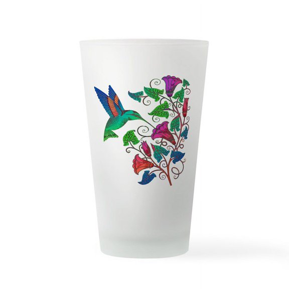 CafePress - Rainbow Hummingbird On Trumpet Vine - Pint Glass, Drinking Glass, 16 oz. CafePress