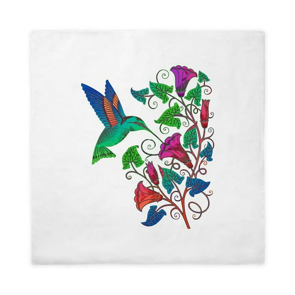 CafePress - Rainbow Hummingbird On Trumpet Vine Queen Duvet Cover - Queen Duvet