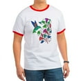 thumbnail image 1 of CafePress - Rainbow Hummingbird On Trumpet Vine Ringer T - 100% Cotton Ringed T-Shirt, 1 of 4