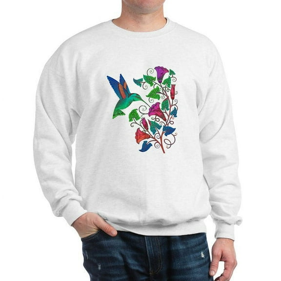 CafePress - Rainbow Hummingbird On Trumpet Vine Sweatshirt - Crew Neck Sweatshirt