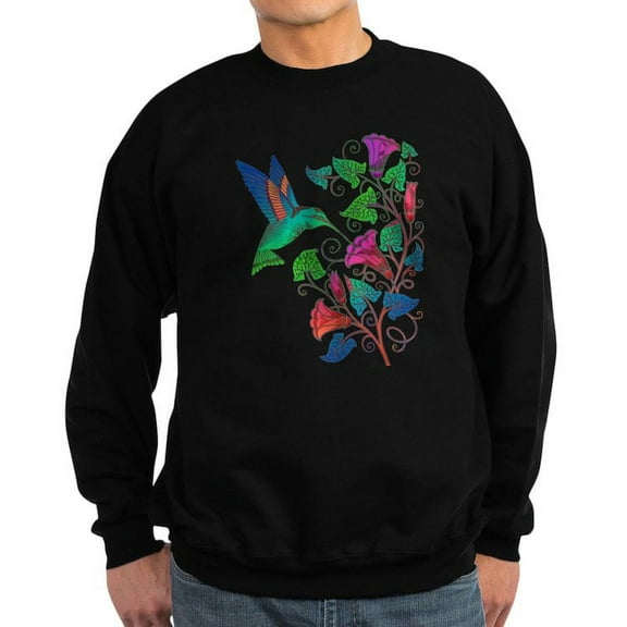 CafePress - Rainbow Hummingbird On Trumpet Vine Sweatshirt (Da - Classic Crew Neck Sweatshirt