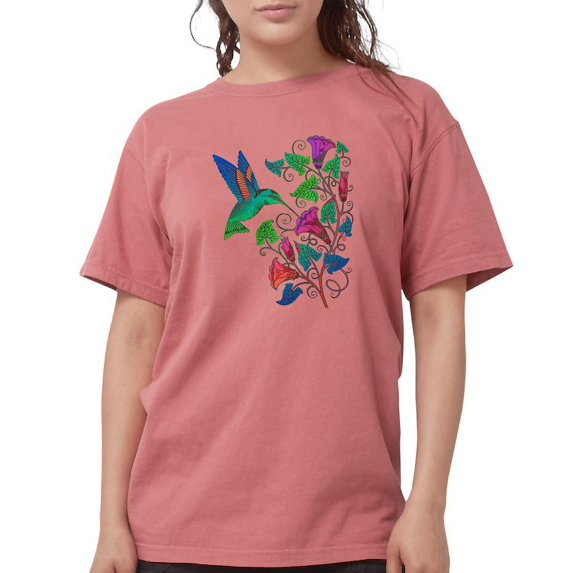 CafePress - Rainbow Hummingbird On Trumpet Vine T Shirt - Womens Comfort Colors® Shirt