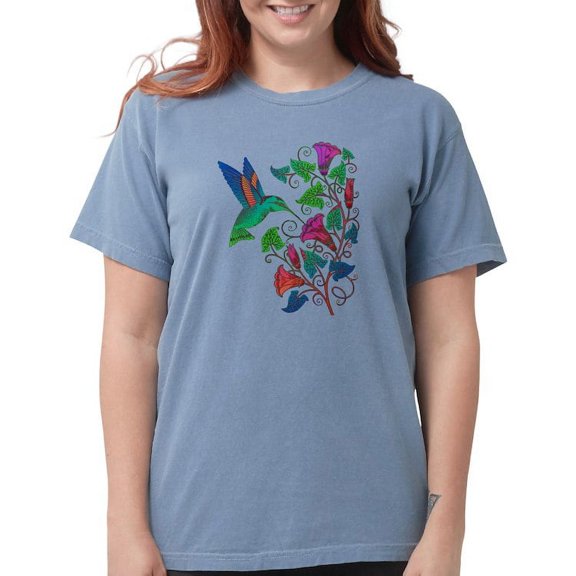 CafePress - Rainbow Hummingbird On Trumpet Vine T Shirt - Womens Comfort Colors® Shirt