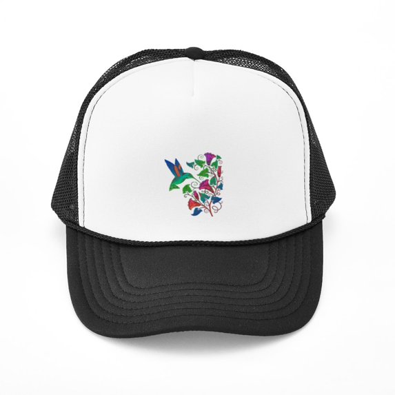 CafePress - Rainbow Hummingbird On Trumpet Vine - Adjustable Unisex Printed Trucker Hat with Mesh Back