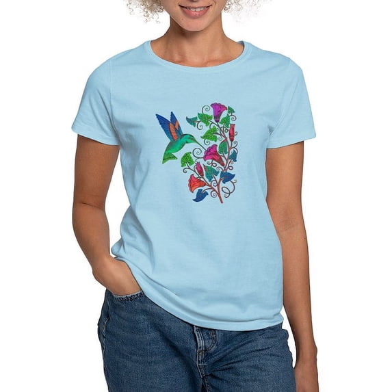 CafePress - Rainbow Hummingbird On Trumpet Vine Women's Light - Women's Classic T-Shirt