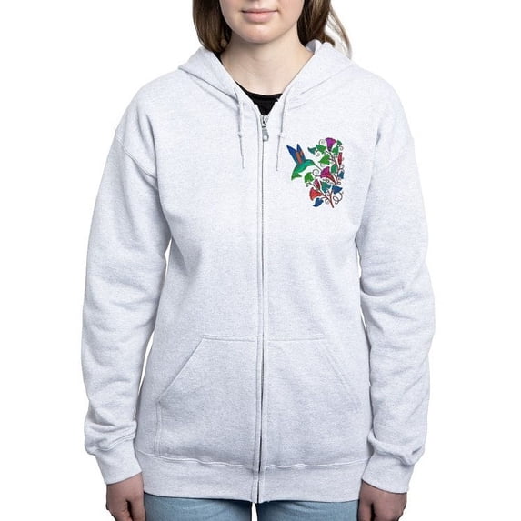 CafePress - Rainbow Hummingbird On Trumpet Vine Women's Zip Ho - Women's Zip Hoodie