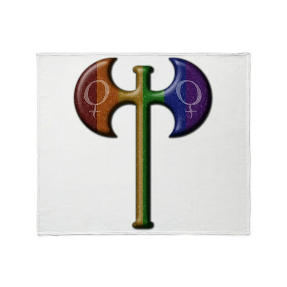 CafePress - Rainbow Lesbian Pride Labrys Throw Blanket - Soft Fleece Throw Blanket, 50"x60" for All Ages