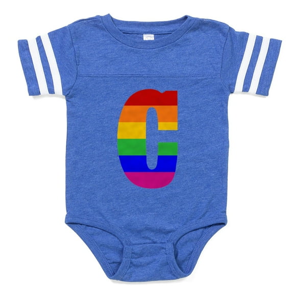 CafePress - Rainbow Letter C - Cute Infant Baby Football Bodysuit
