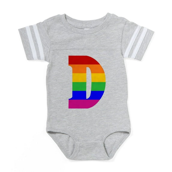 CafePress - Rainbow Letter D - Cute Infant Baby Football Bodysuit