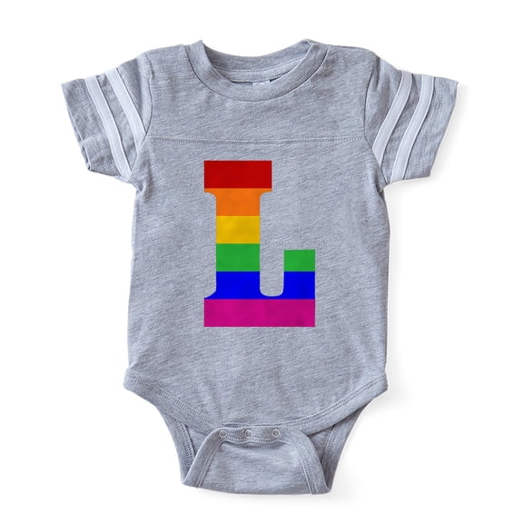 CafePress - Rainbow Letter L - Cute Infant Baby Football Bodysuit