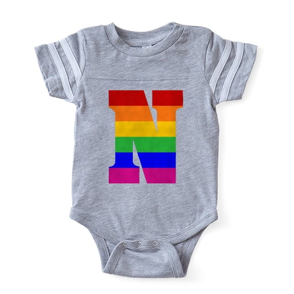 CafePress - Rainbow Letter N - Cute Infant Baby Football Bodysuit