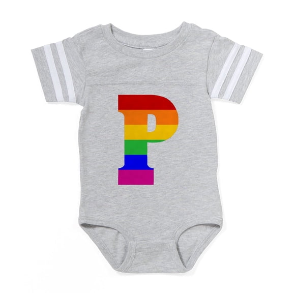 CafePress - Rainbow Letter P - Cute Infant Baby Football Bodysuit