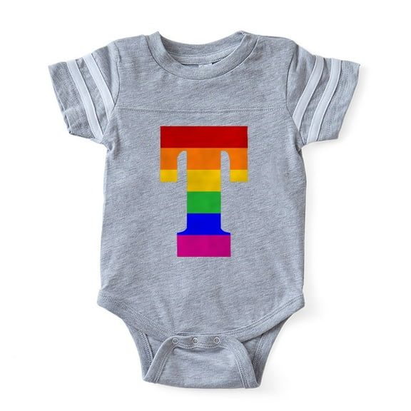 CafePress - Rainbow Letter T - Cute Infant Baby Football Bodysuit