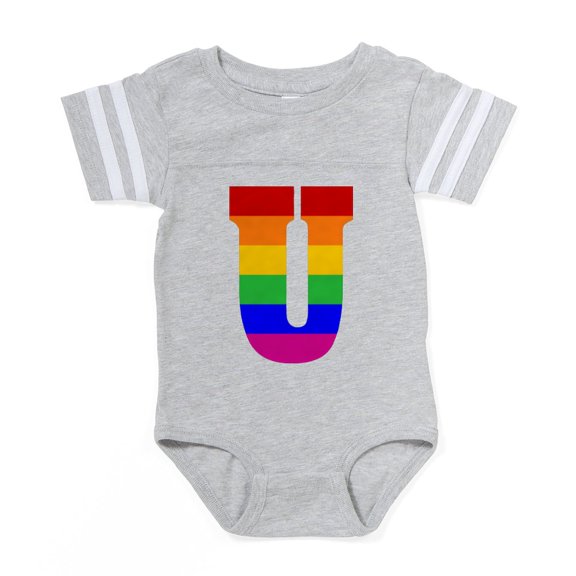 CafePress - Rainbow Letter U - Cute Infant Baby Football Bodysuit