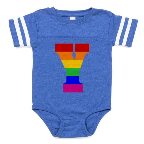 CafePress - Rainbow Letter Y - Cute Infant Baby Football Bodysuit