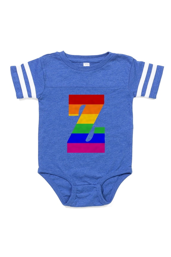 - Rainbow Letter Z - Cute Infant Baby Football Bodysuit