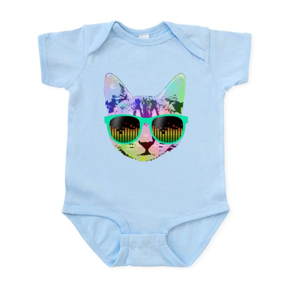 CafePress - Rainbow Music Cat Body Suit - Baby Light Bodysuit, Size Newborn - 24 Months