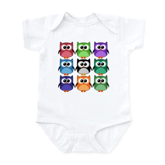 CafePress - Rainbow Of Cute Owls! Body Suit - Baby Light Bodysuit, Size Newborn - 24 Months