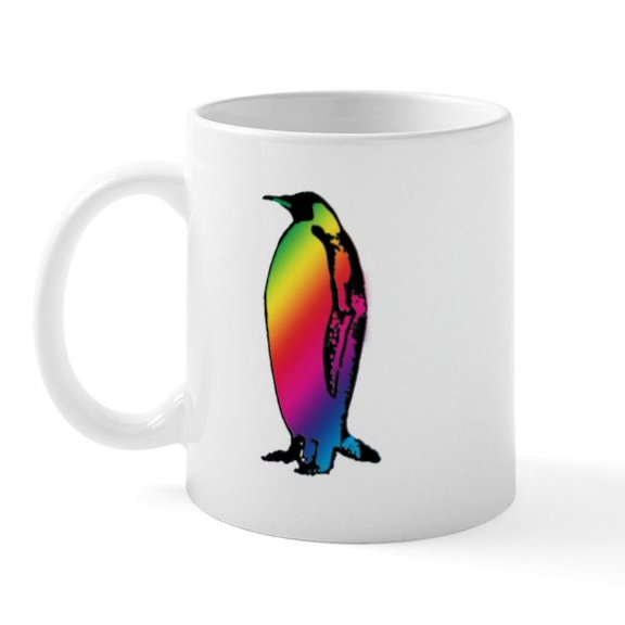 CafePress - Rainbow Penguin Mug - 11 oz Ceramic Mug - Novelty Coffee Tea Cup
