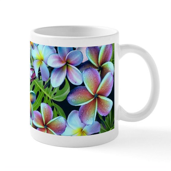 CafePress - Rainbow Plumeria Dark Mugs - 11 oz Ceramic Mug - Novelty Coffee Tea Cup
