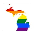 thumbnail image 1 of CafePress - Rainbow Pride Flag Michigan Map Square Sticker 3 - Square Sticker 3" x 3", 1 of 1