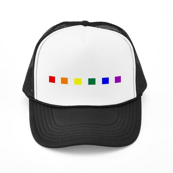 CafePress - Rainbow Pride Squares - Adjustable Unisex Printed Trucker Hat with Mesh Back
