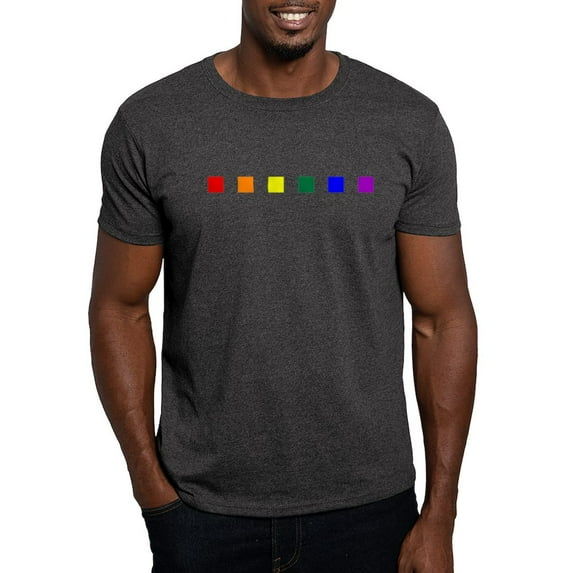 CafePress - Rainbow Pride Squares Dark T Shirt - Men's Classic Graphic Cotton T-Shirt