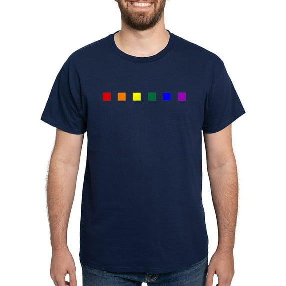 CafePress - Rainbow Pride Squares Dark T Shirt - Men's Classic Graphic Cotton T-Shirt