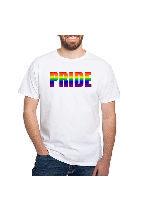 - Rainbow Pride T Shirt - Men's White Classic Cotton T-Shirts