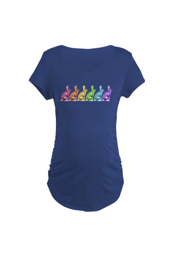 - Rainbow Rabbits Maternity Dark T Shirt - Maternity Dark T-Shirt