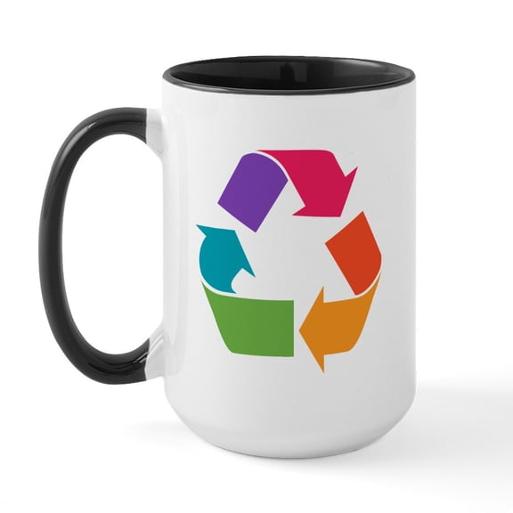 CafePress - Rainbow Recycle Large Mug - 15 oz Ceramic Large White Nolvety Mug