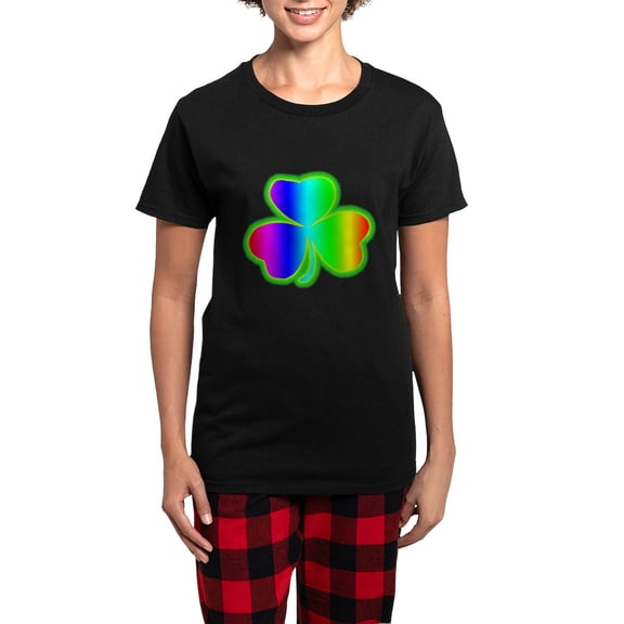 CafePress - Rainbow Shamrock Women's Dark Pajamas - Women's Short Sleeve Print T-Shirt and Pants Dark Cotton Pajama Set