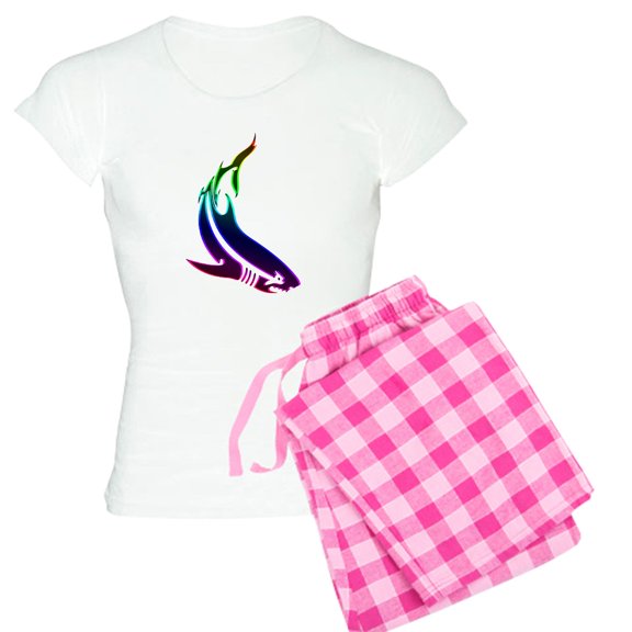 CafePress - Rainbow Shark Women's Light Pajamas - Women's Short Sleeve Print T-Shirt and Pants Light Cotton Pajama Set