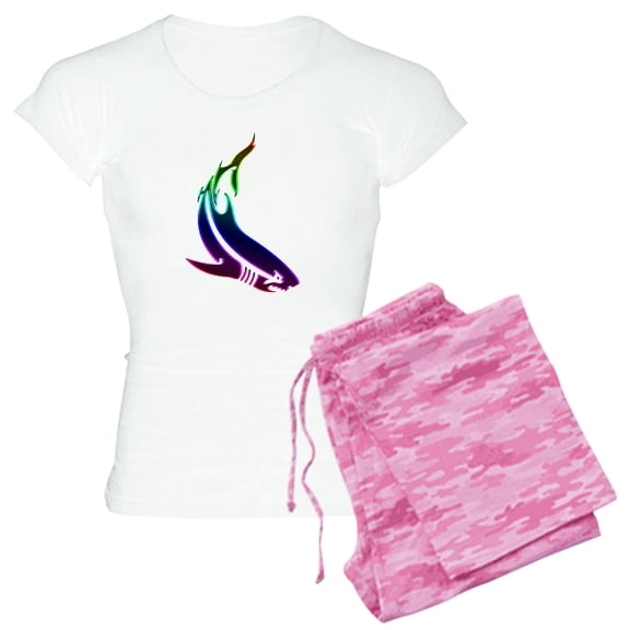 CafePress - Rainbow Shark Women's Light Pajamas - Women's Short Sleeve Print T-Shirt and Pants Light Cotton Pajama Set