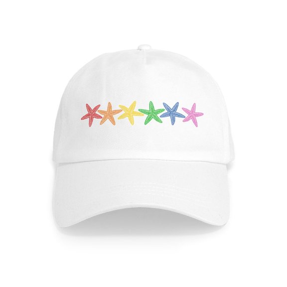 CafePress - Rainbow Starfish - Adjustable 100% Brushed Unisex Casual Cotton Baseball Cap, Beige, 1
