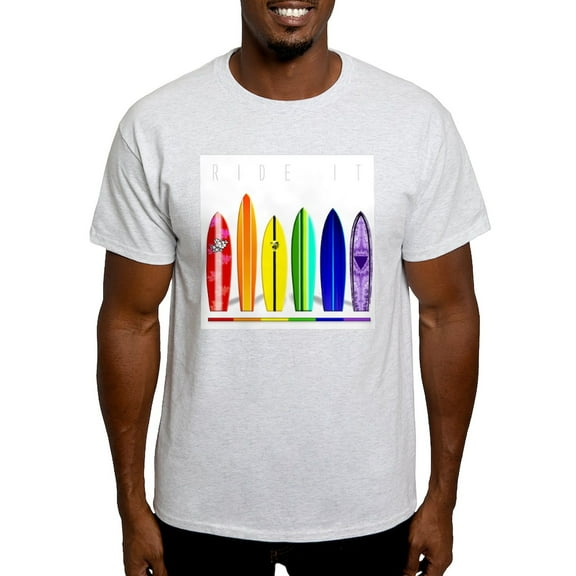 CafePress - Rainbow Surf Ash Grey T Shirt - Men's Classic Graphic T-Shirt