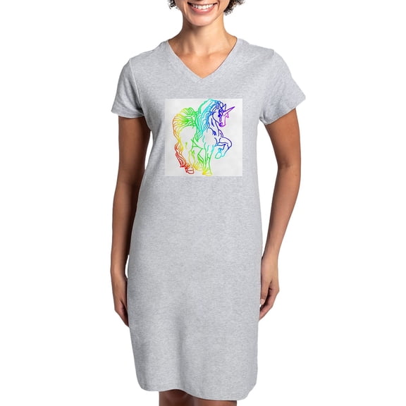 CafePress - Rainbow Unicorn Women's Pink Nightshirt - Women's Nightshirt