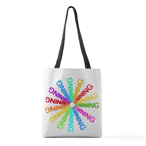 CafePress - Rainbow Wheel Of Learning - Polyester Tote Bag 16"x16"