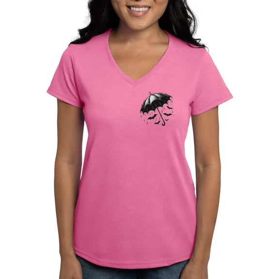 CafePress - Raining Bats Women's V Neck T Shirt - Women's V-Neck Dark T-Shirt