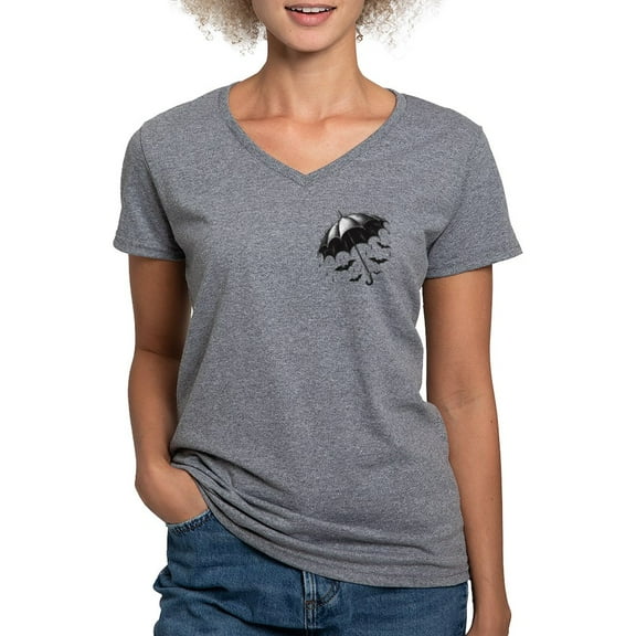 CafePress - Raining Bats Women's V Neck T Shirt - Women's V-Neck Dark T-Shirt
