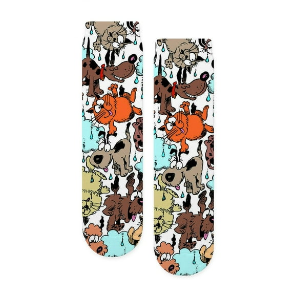 CafePress - Raining Cats And Dogs - Unisex Novelty Printed Crew Adult Socks
