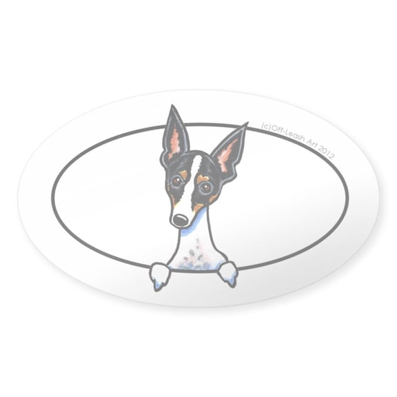 CafePress - Rat Terrier Peeking Bumper Sticker - Sticker (Oval)